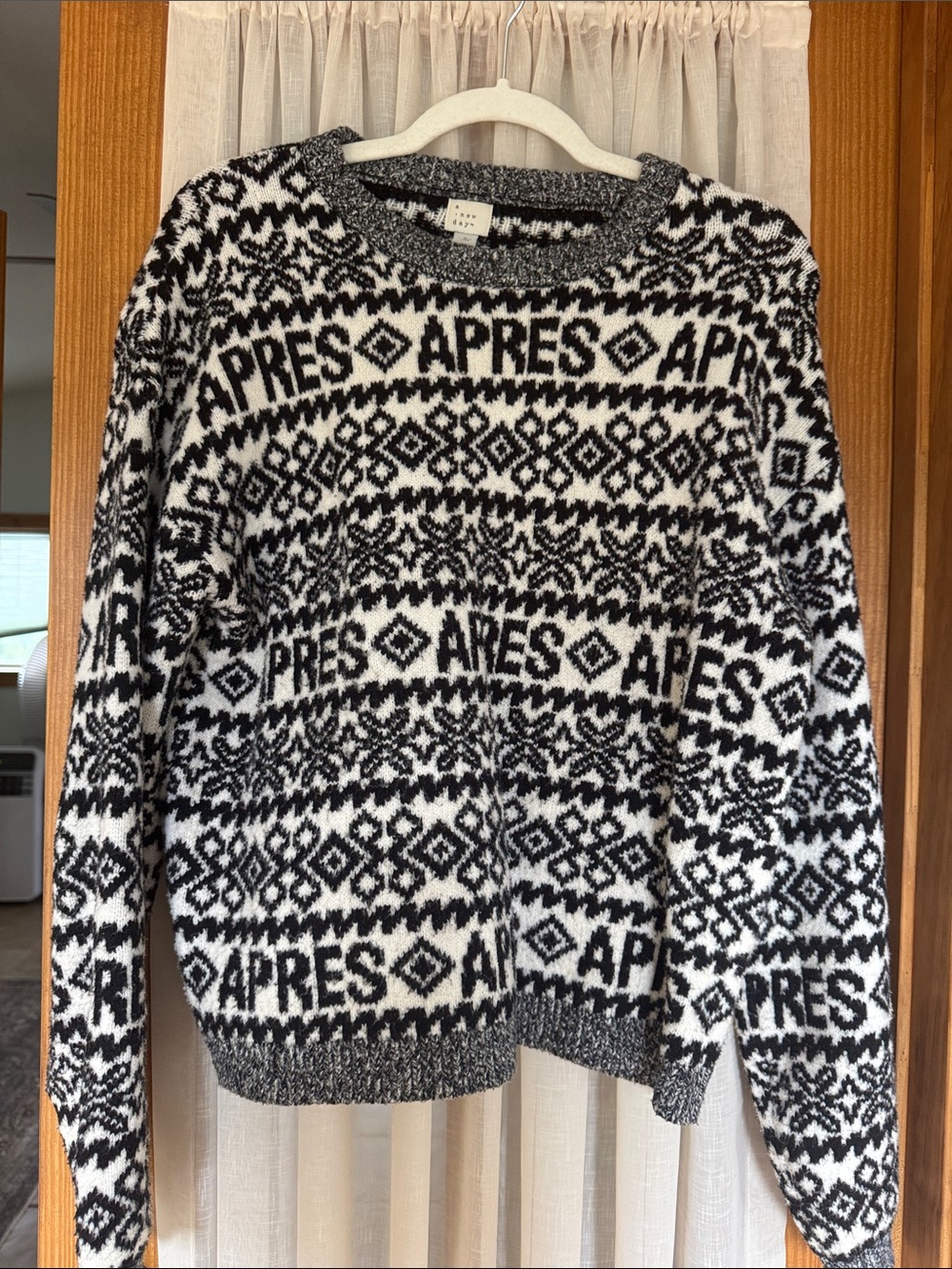 a new day Black & White Fair Isle 'APRES' Crewneck Sweater